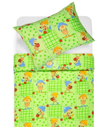 Children bedding set PLAYFUL FRIENDS 10-0077-GREEN 2 140x200, 50x70 cm