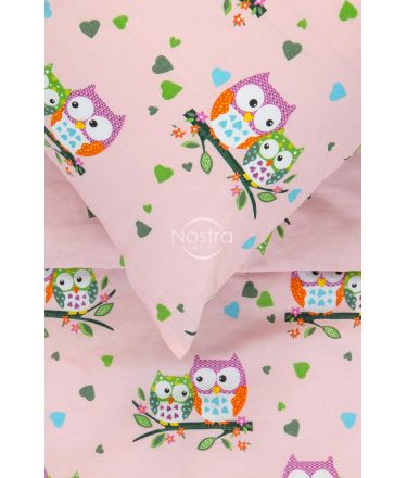 Children bedding set OWLS IN LOVE 10-0428-PINK 140x200, 50x70 cm