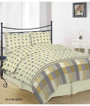Cotton bedding set DAWSON 30-0186-GREY 200x220, 70x70 cm