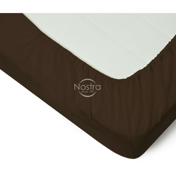 Fitted sateen sheets 00-0154-DARK BROWN 120x200 cm