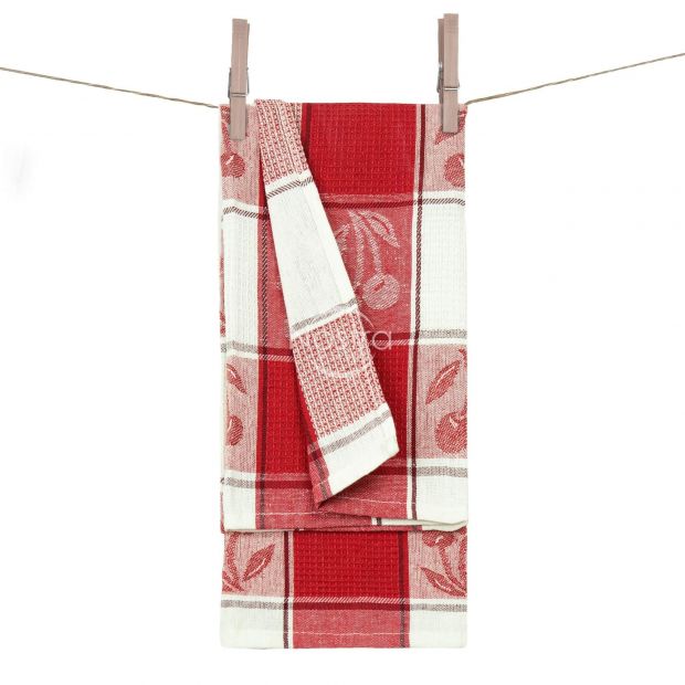 Kitchen towel WAFFLE-240 T0019-RED WHITE 50x70 cm