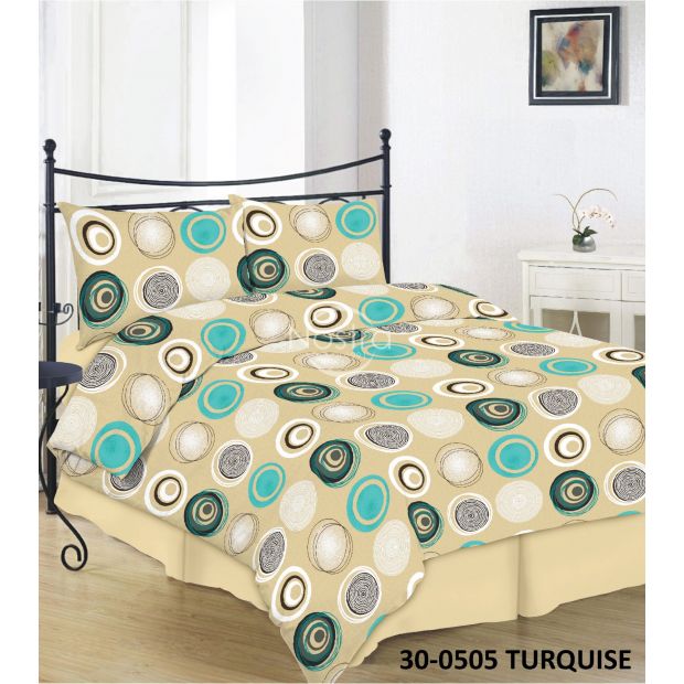 Cotton bedding set DARLA 30-0505-TURQUOISE 200x220, 50x70 cm