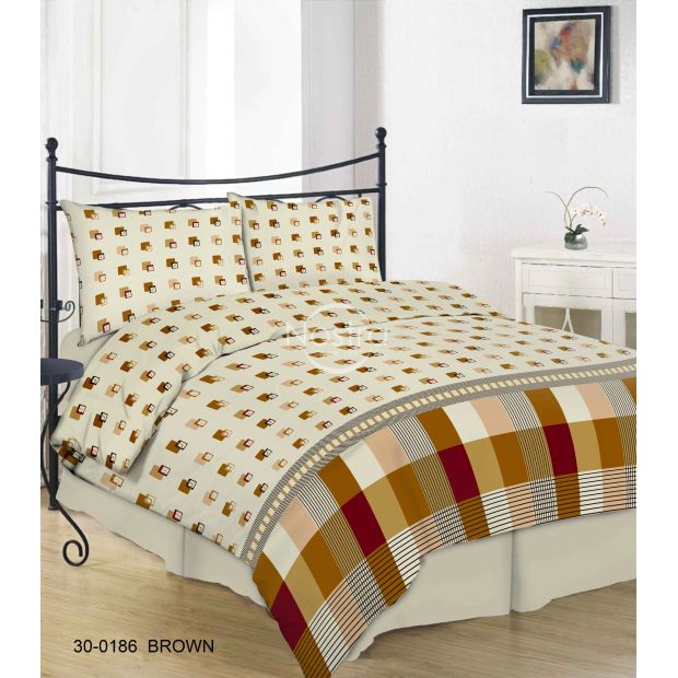 Cotton bedding set DAWSON 30-0186-BROWN 200x220, 50x70 cm
