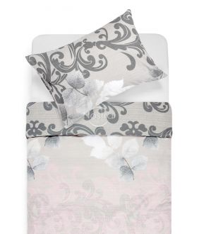 Polycotton bedding set ABSTRACT 40-0900-GREY/PINK