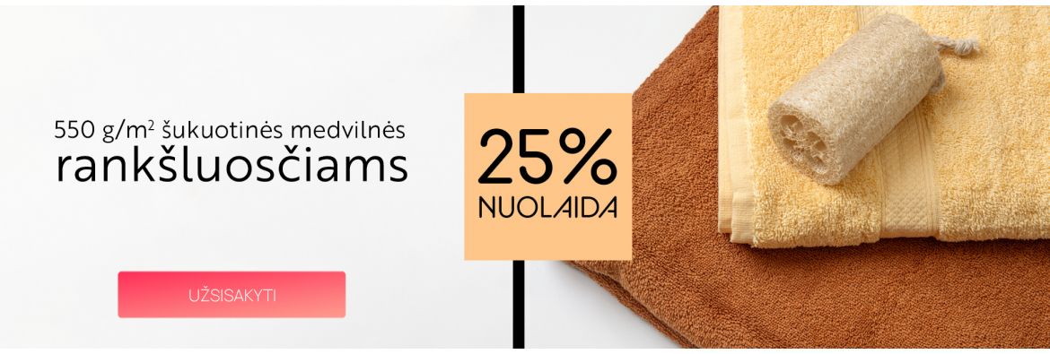550 g/m2 šukuotinės medvilnės rankšluosčiams 25% nuolaida / desktop